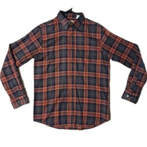 Haggar Mens Dress Shirt Size Medium M Long Sleeve Button Down Blue Plaid Shirt